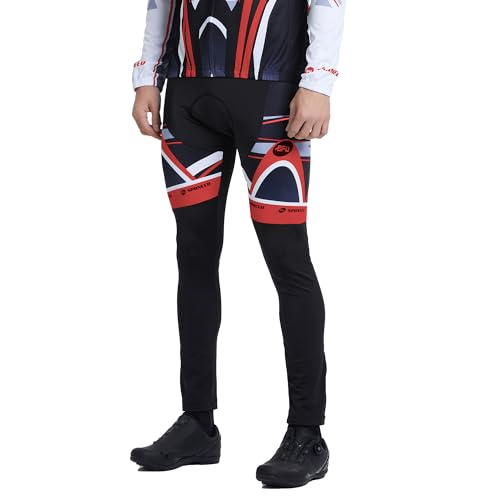 sponeed Men's Cycling Racing Pants with Padding Bicycle Tights Autumn Riding Clothing Bottoms US XL Red White - Image 5