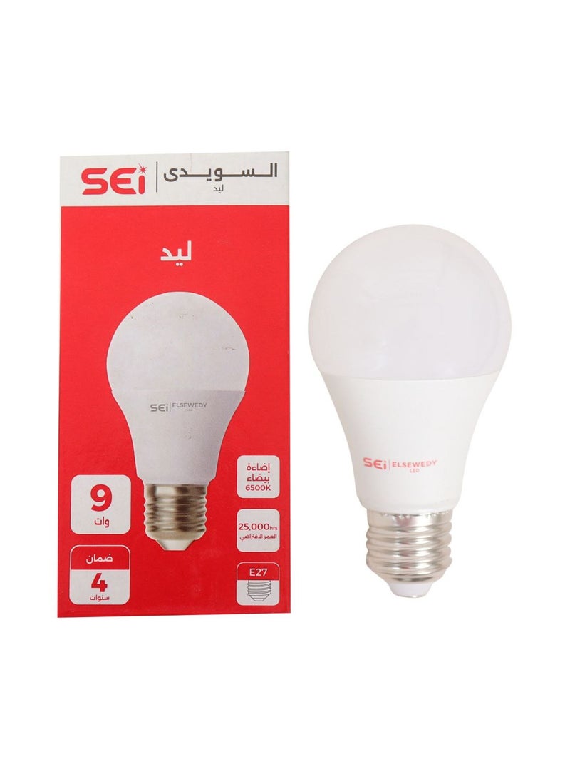 El Sewedy 9W LED bulb from El Sewedy, white light, with a 4-year warranty from El Sewedy 