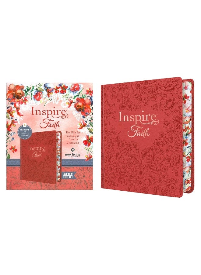 Inspire FAITH Bible NLT (Hardcover LeatherLike, Coral Blooms, Filament Enabled): The Bible for Coloring & Creative Journaling  - Image 1