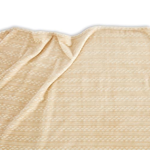 Serenhom Extra Large Soft Cozy 120x120 Inches Seamless Oversized King Fleece Blanket - Huge 3D Jacquard Decorative 10'x10' California King Blanket for Bed, Sofa, Couch, Travel, Khaki Chain - Image 4