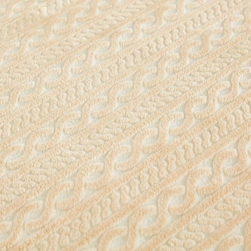 Serenhom Extra Large Soft Cozy 120x120 Inches Seamless Oversized King Fleece Blanket - Huge 3D Jacquard Decorative 10'x10' California King Blanket for Bed, Sofa, Couch, Travel, Khaki Chain - Image 5