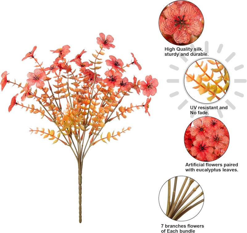 florisso Artificial Fall Flowers Fake Mums for Outdoor Autumn Decoration, 12 Bundles Faux Silk Orange Yellow Mums Daisy Look Real UV Resistant for Outside Home Porch Patio Planter - Image 4