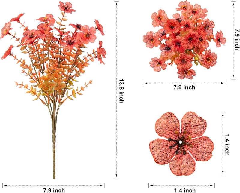 florisso Artificial Fall Flowers Fake Mums for Outdoor Autumn Decoration, 12 Bundles Faux Silk Orange Yellow Mums Daisy Look Real UV Resistant for Outside Home Porch Patio Planter - Image 5