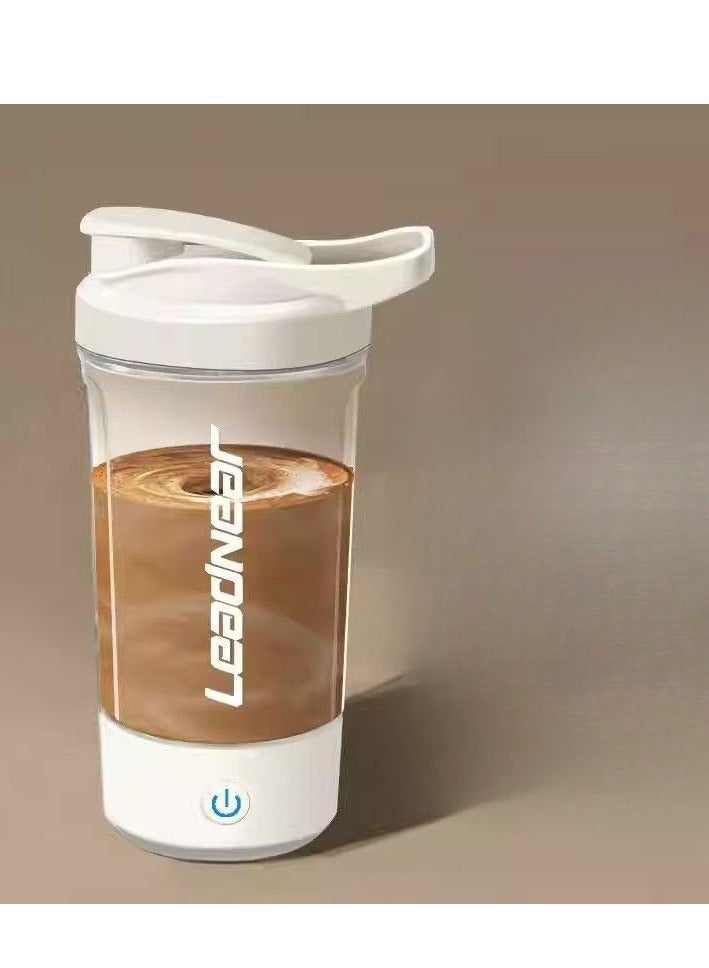 LeadNear Electric Protein Shaker Flask, USB Rechargeable Shaker Flask, BPA-Free Protein Blend Shaker Flask, Portable Cup for Workout Supplement Juice (White) - Image 1