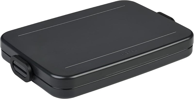 Mepal – Lunch Box Take A Break Flat – Ideal Lunch Box for Laptop Bag or Backpack – Flat Shaped Lunch Box for 2 Sandwiches Or 4 Slices of Bread - 800 ml - Nordic Black - Image 1