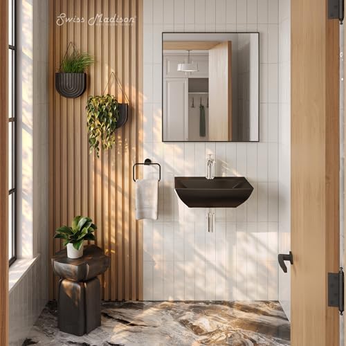 Swiss Madison Sublime 18" Ceramic Wall Hung Sink in Matte Black - Image 1