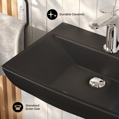 Swiss Madison Sublime 18" Ceramic Wall Hung Sink in Matte Black - Image 3
