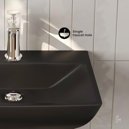 Swiss Madison Sublime 18" Ceramic Wall Hung Sink in Matte Black - Image 4