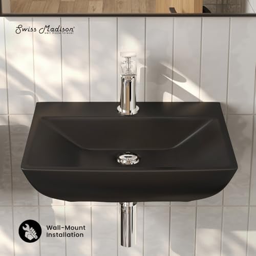 Swiss Madison Sublime 18" Ceramic Wall Hung Sink in Matte Black - Image 2
