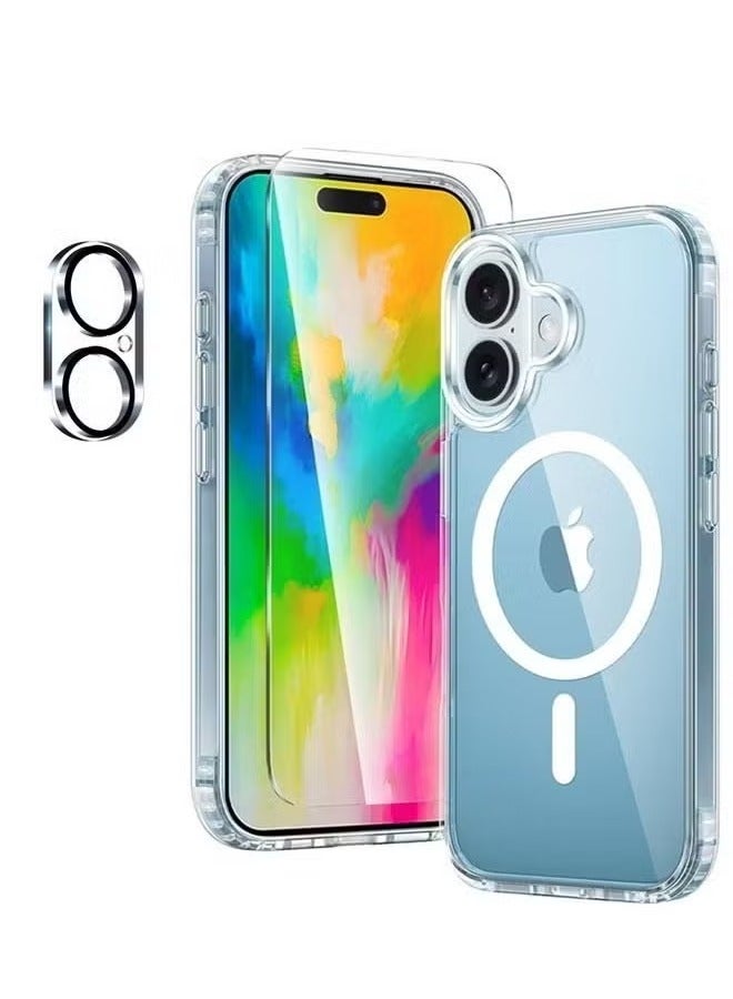Raxoom MagSafe Compatible Clear Magnetic Case for iPhone 16 Plus with Shockproof Drop Protection, Camera Guard, Tempered Glass Screen Protector, and Wireless Charging Compatibility - Image 1