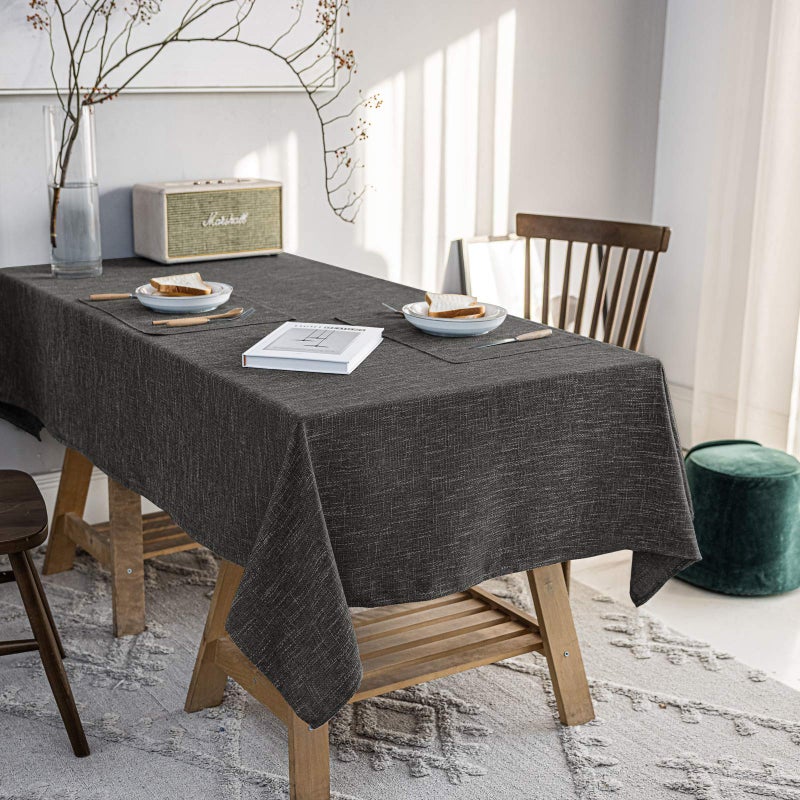 JSFLY Waterproof Cotton Linen Tablecloths Rectangle Dining Table Cloth Wipe Clean Indoor  Outdoor Table Cover for Buffet Party and Banquets Wrinkle Resistant54x70 Carbon Black