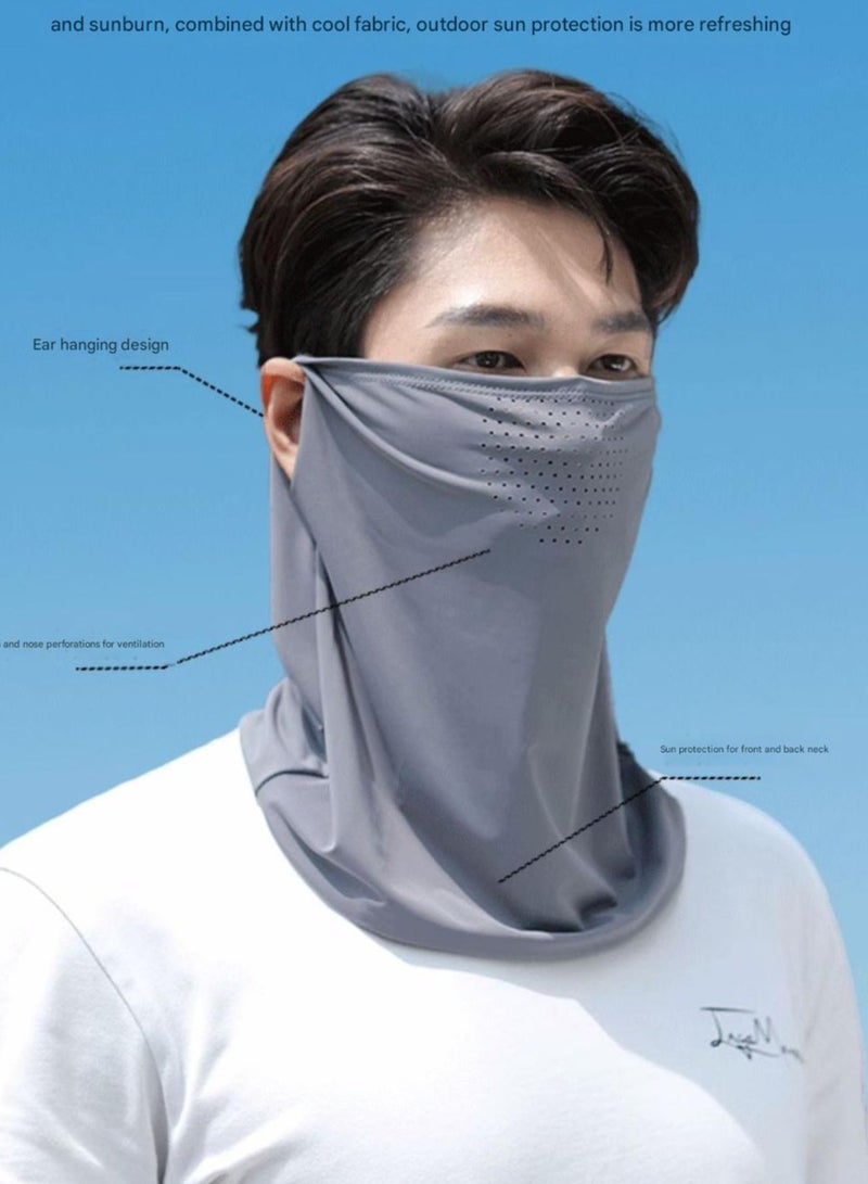 Goolsky Men Ice Silk Full Face UV Protection Sun Mask Breathable Driving Cycling Neck Cover Ear Loop Integrated Veil - Image 2