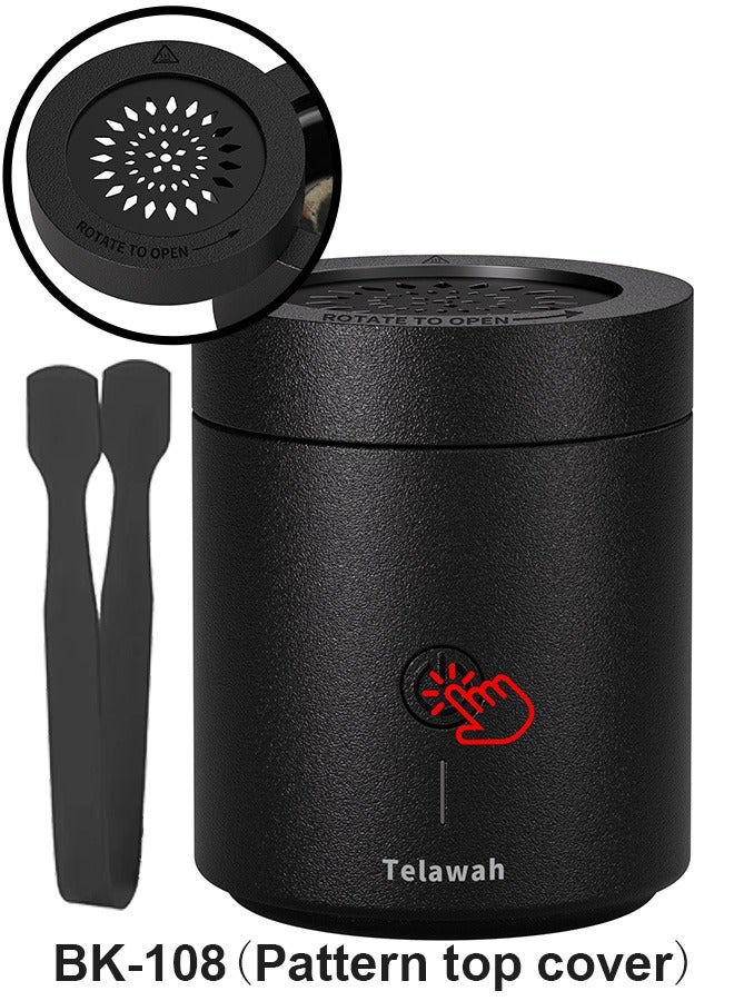 Telawah Portable Electric Incense Burner Bukhoor Aroma Diffuser USB Rechargeable  for Car and Home One-click Start Convenient and Safe(Black Pattern Top Cover) - Image 1