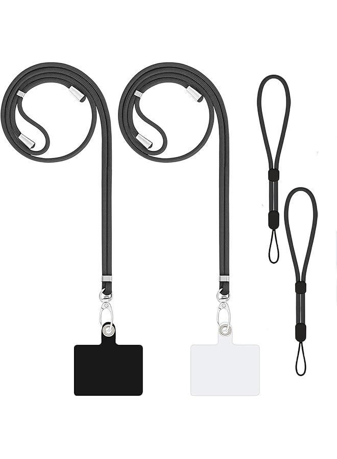 Green Tiger Phone Lanyard, Universal Cell Phone Lanyards Crossbody Neck Strap Phone Charms, 2 Phone Crossbody Lanyard, 2 Wrist Phone Strap and 2 Connectors (Black) - Image 1