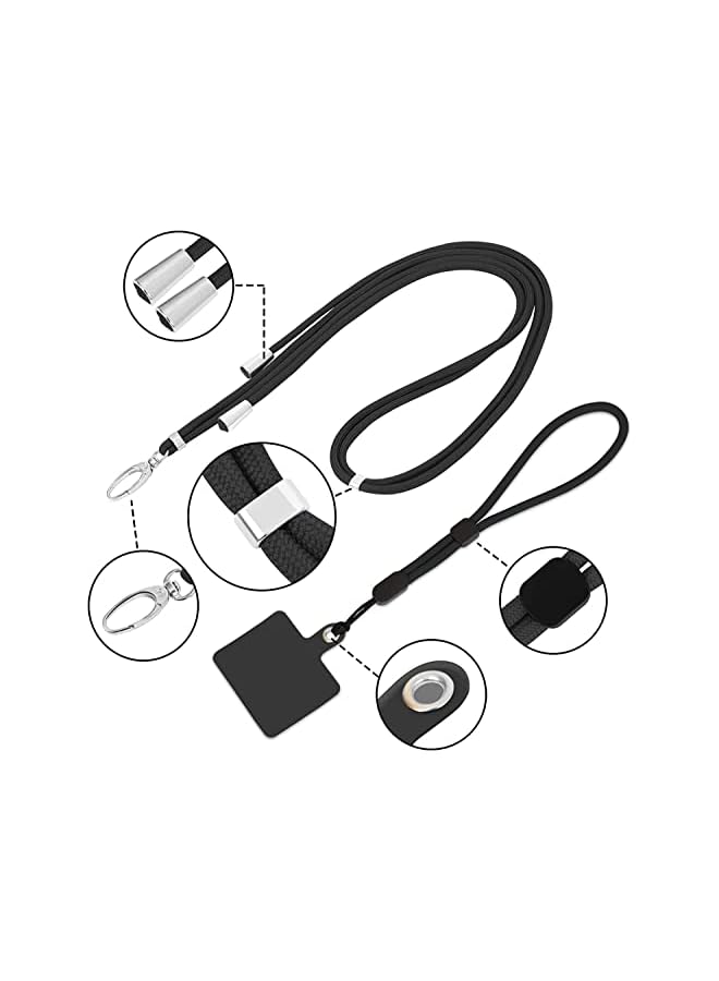 Green Tiger Phone Lanyard, Universal Cell Phone Lanyards Crossbody Neck Strap Phone Charms, 2 Phone Crossbody Lanyard, 2 Wrist Phone Strap and 2 Connectors (Black) - Image 3