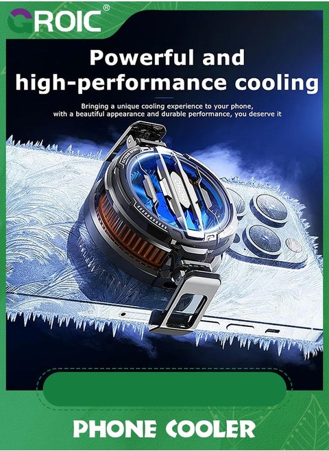 Magnetic Phone Cooler for Gaming Compatible with iPhone Series MagSafe, Portable Cell Phone Radiator, Advanced Semiconductor Technology Cooling Fan for Smartphone/Tablet/iPad
