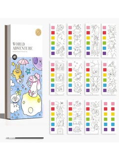 MiDeer Pocket Watercolor Painting Book with Brushesn Pocket Watercolor Drawing Book Watercolor Paint Bookmark Magic Water Coloring Books for Kids School Improve Your Child's Creativity & Concentration  - Image 1