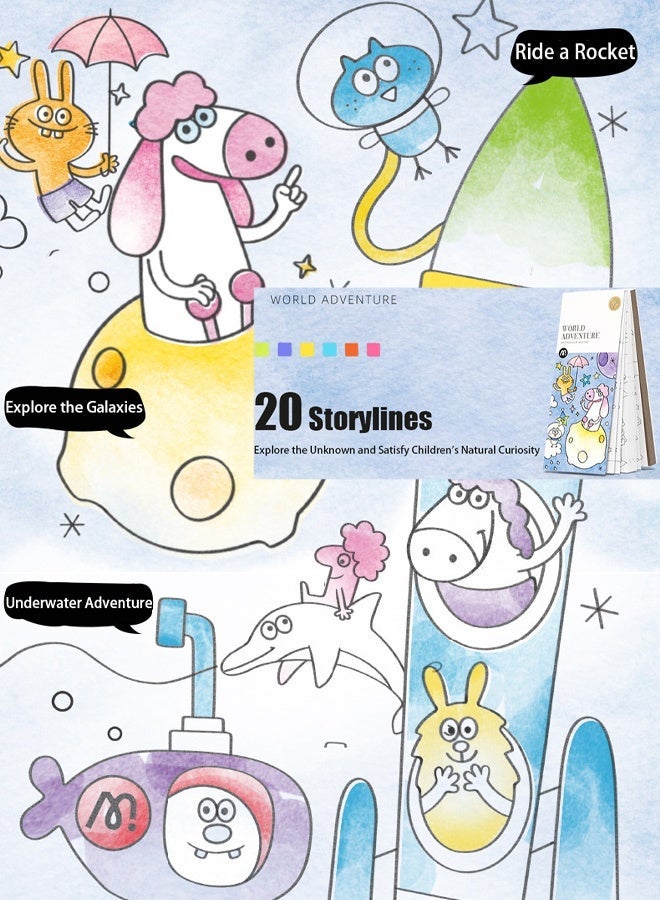 MiDeer Pocket Watercolor Painting Book with Brushesn Pocket Watercolor Drawing Book Watercolor Paint Bookmark Magic Water Coloring Books for Kids School Improve Your Child's Creativity & Concentration - Image 2