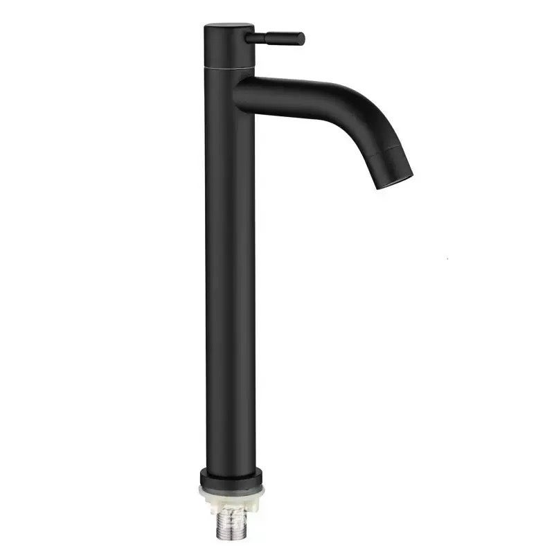 Single Cold Water Basin Faucet 304 Stainless Steel, High Arc, Black - Image 2
