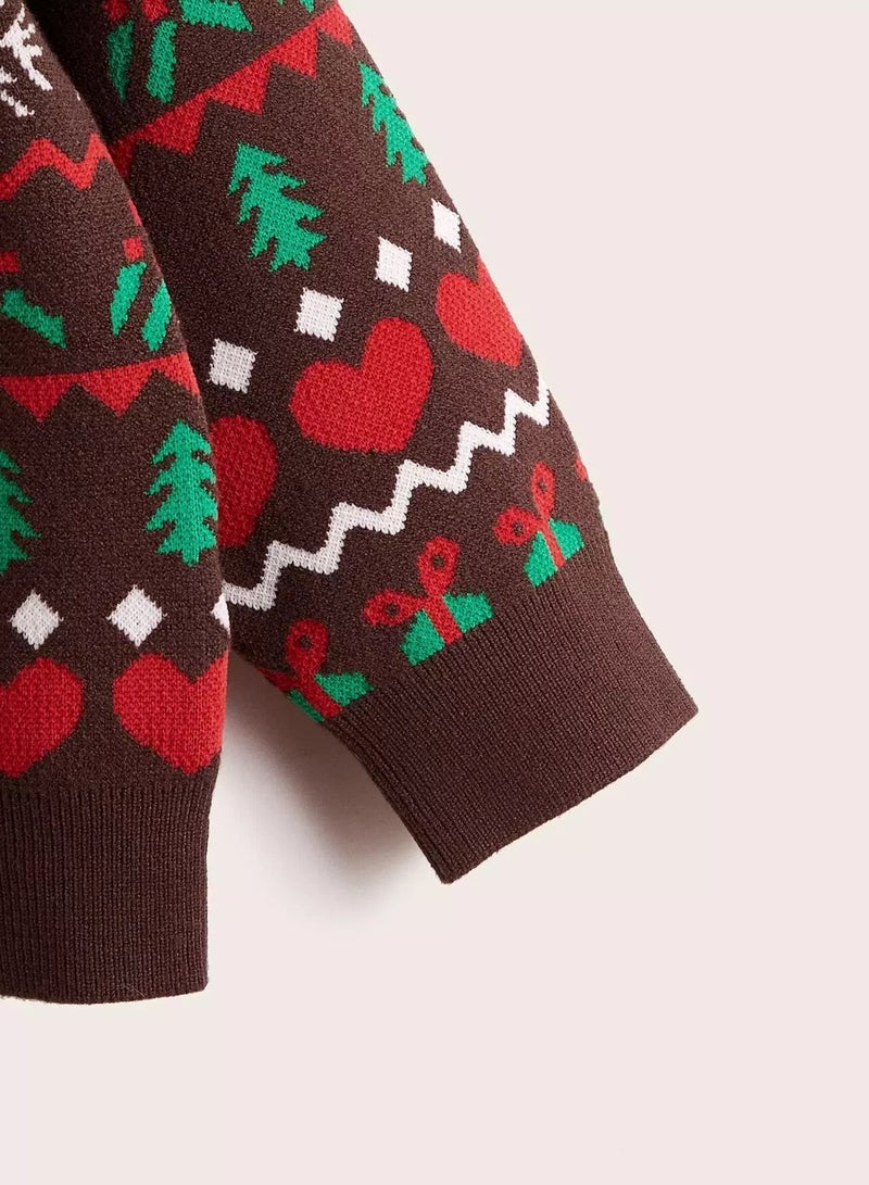 Toddler Boys Christmas Pattern Raglan Sleeve Sweater - Image 4