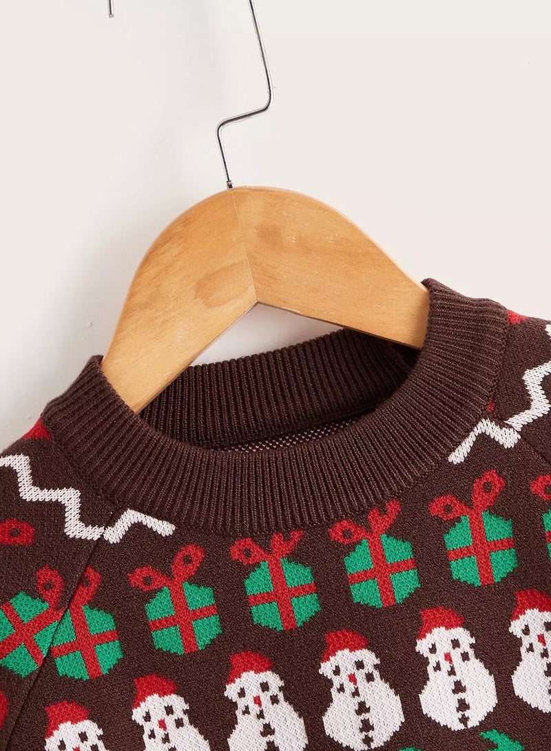Toddler Boys Christmas Pattern Raglan Sleeve Sweater - Image 3