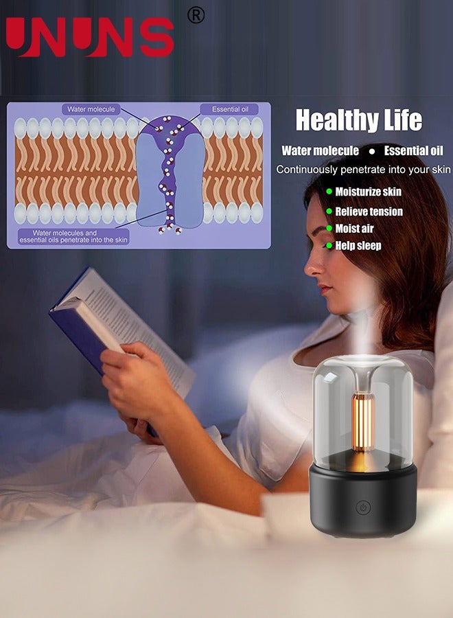 UNUNS مرطب هواء مع مصباح ليلي LED، 120 مل موزع زيت أساسي، مصباح جو شبيه بالشمع، شحن USB، مناسب للديكور المنزلي في غرفة النوم والمعيشة في الهواء الطلق - Image 5