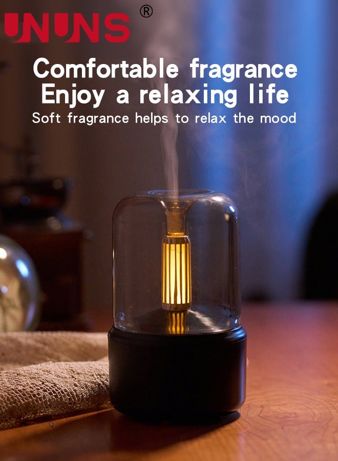 UNUNS مرطب هواء مع مصباح ليلي LED، 120 مل موزع زيت أساسي، مصباح جو شبيه بالشمع، شحن USB، مناسب للديكور المنزلي في غرفة النوم والمعيشة في الهواء الطلق - Image 3