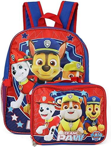 Ruz Paw Patrol Boys 16 Inch Backpack With Removable Matching Lunch Box Set (Blue-Red) - Image 1