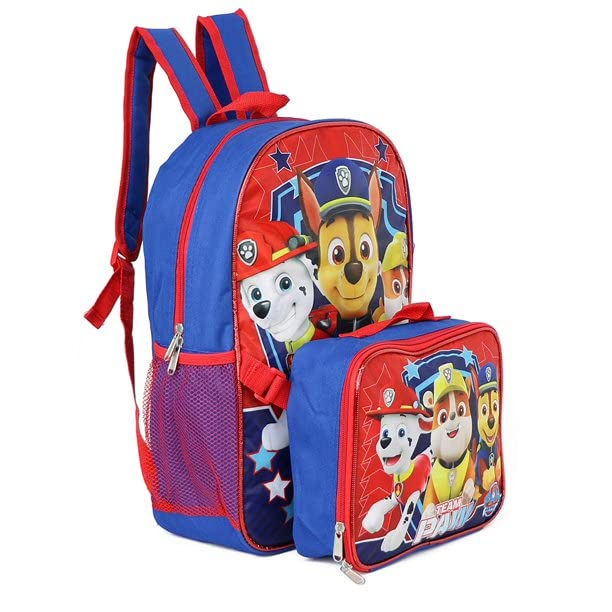 Ruz Paw Patrol Boys 16 Inch Backpack With Removable Matching Lunch Box Set (Blue-Red) - Image 2