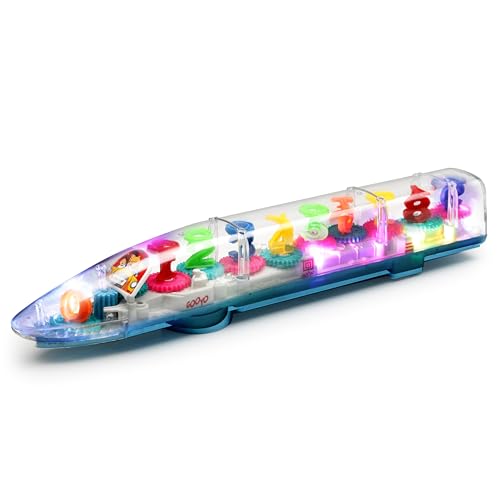 Gooyo GY-388-72 Concept Transparent 3D Gear Toy Train with Musical Sound & Flash Light Effect | Bump and Go Action | Musical Toy Train for Kids | Multicolor | 3xAA Battery (Not Included) - Image 1