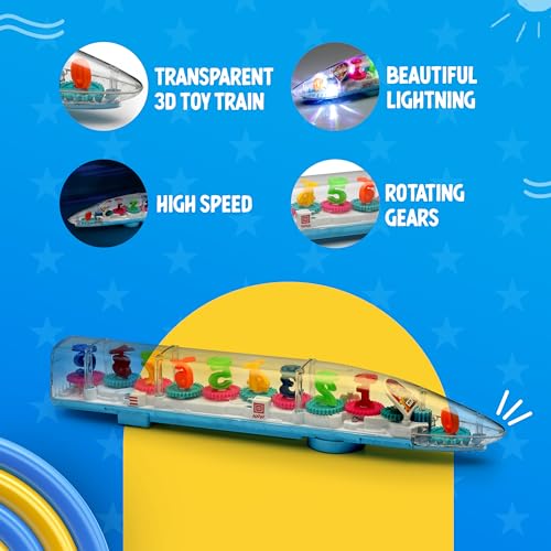 Gooyo GY-388-72 Concept Transparent 3D Gear Toy Train with Musical Sound & Flash Light Effect | Bump and Go Action | Musical Toy Train for Kids | Multicolor | 3xAA Battery (Not Included) - Image 4