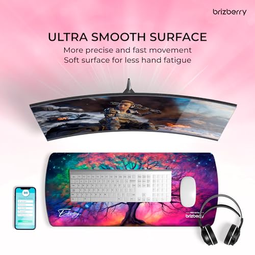 ARTBRIZ® Brizberry Extended Mouse Pad, Desk Mat, 740mm x 310mm x 3mm Large Printed Premium Anti Skid Rubber Base for Desktop Laptop Keyboard (DM Design 8) - Image 2