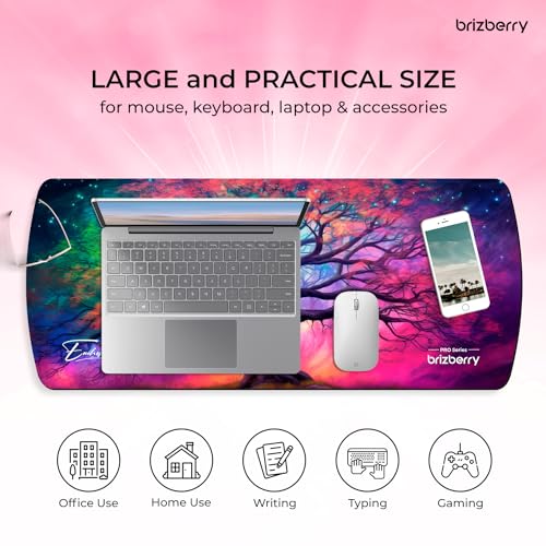 ARTBRIZ® Brizberry Extended Mouse Pad, Desk Mat, 740mm x 310mm x 3mm Large Printed Premium Anti Skid Rubber Base for Desktop Laptop Keyboard (DM Design 8) - Image 4