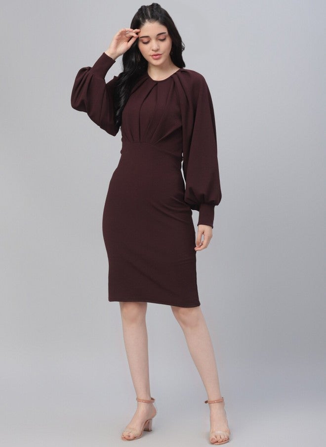 Athena Burgundy Sheath Dress for Women - Image 1