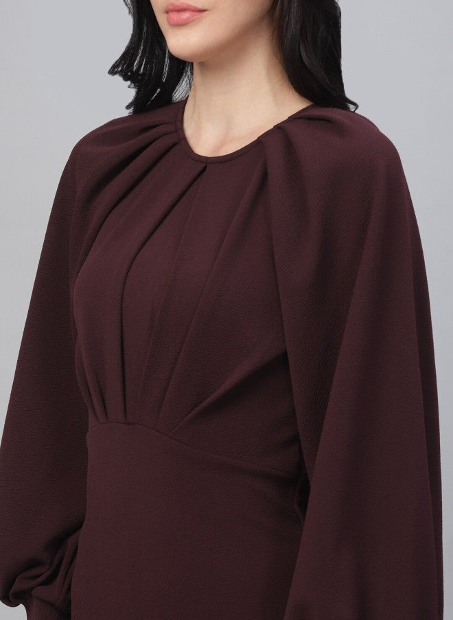 Athena Burgundy Sheath Dress for Women - Image 2
