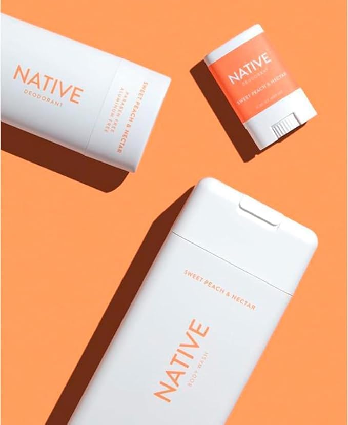 Native Sweet Peach  Nectar Travel Deodorant and Body Wash Set