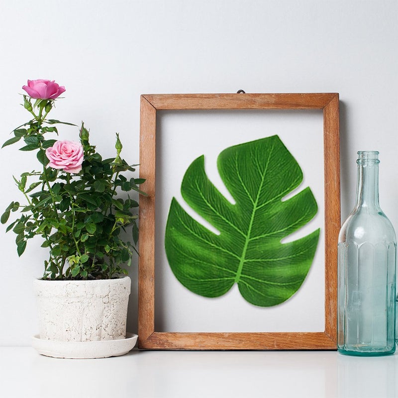 KUUQA 24 Pcs Artificial Tropical Leaves Hawaiian Luau Party Decor Medium Simulation Tropical Monstera Plant Leaves for Safari Jungle Beach Theme Birthday Party Decorations Supplies - Image 4