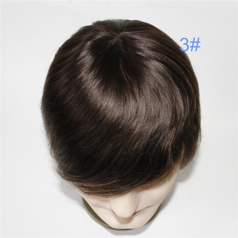lumeng Toupee for Men Brown Wig Male Hair Unit European Human Hair Pieces hair replacemnt system in 6x8 Hair Prosthesis Units Patch Implant for men 3 Dark Brown