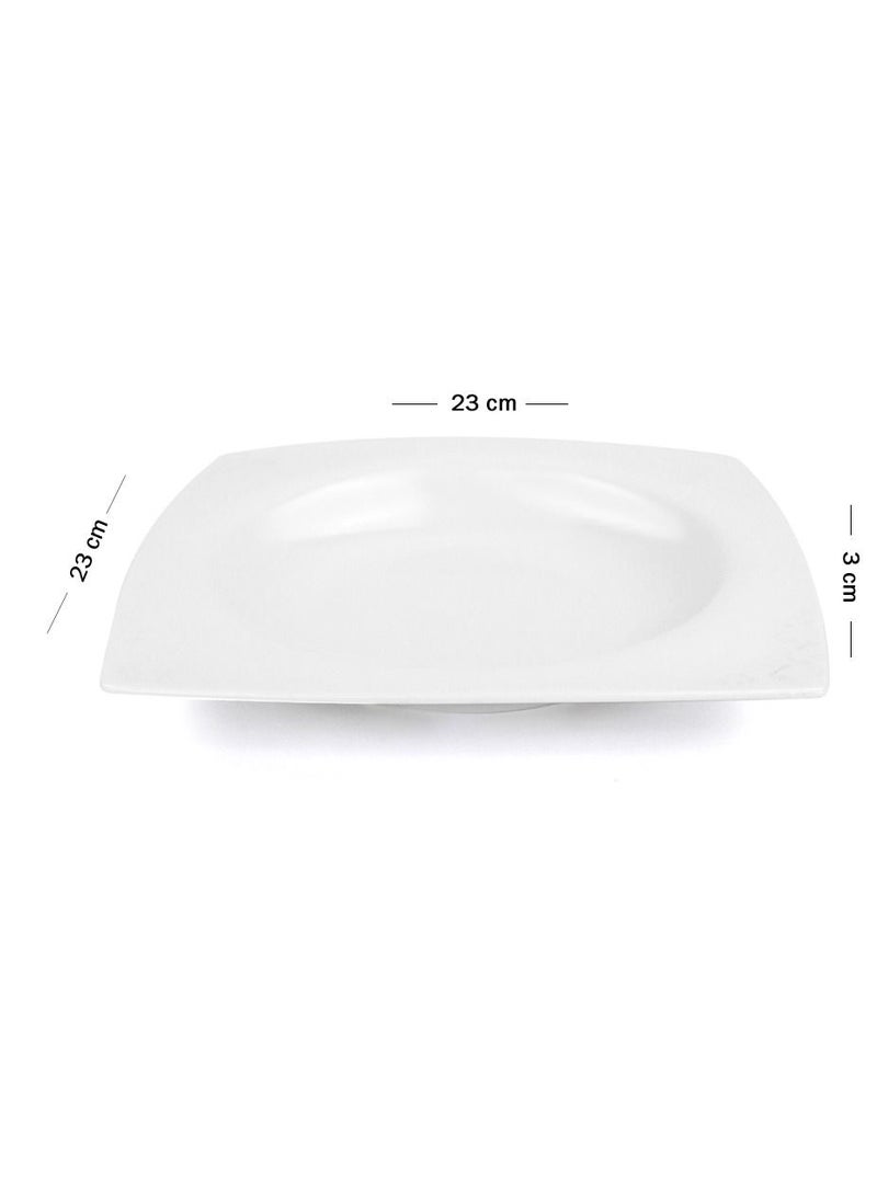 Home Smart Home Smart Porcelain Soup Serving Plate Set of 6 Pcs Modern Sqaure Plate Dishwasher and Microwave Safe for Multi-Purpose Use  - Image 5