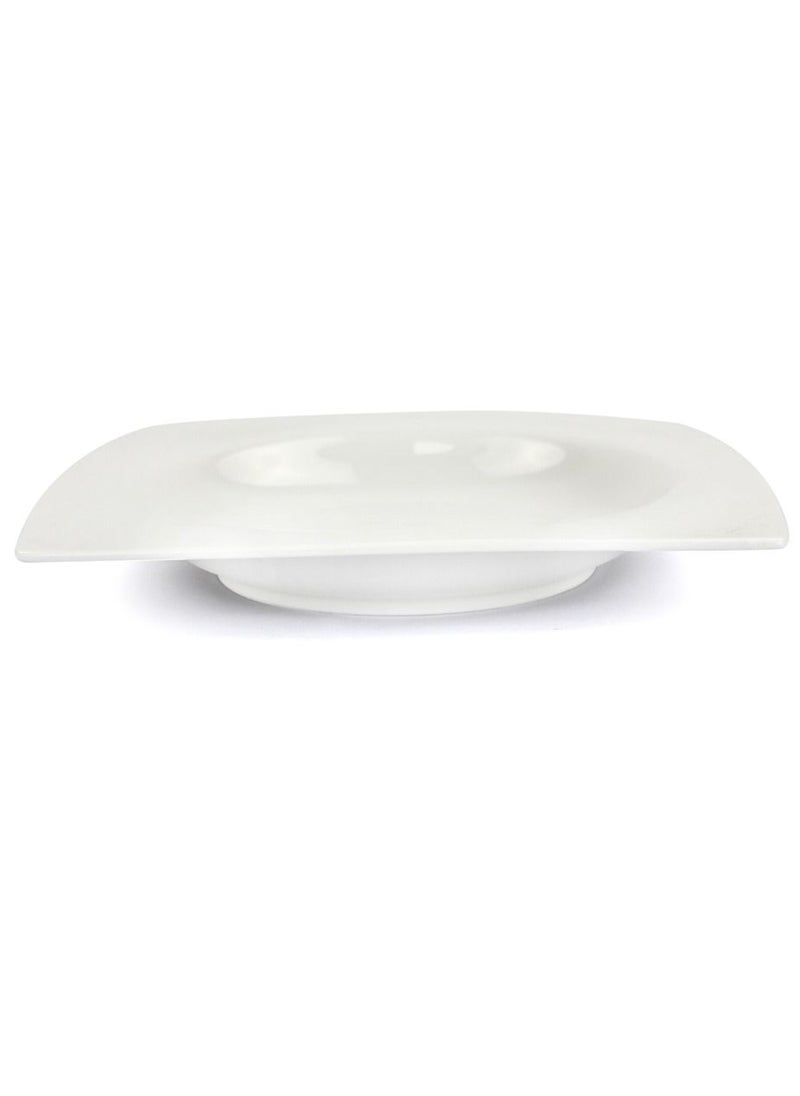 Home Smart Home Smart Porcelain Soup Serving Plate Set of 6 Pcs Modern Sqaure Plate Dishwasher and Microwave Safe for Multi-Purpose Use  - Image 3