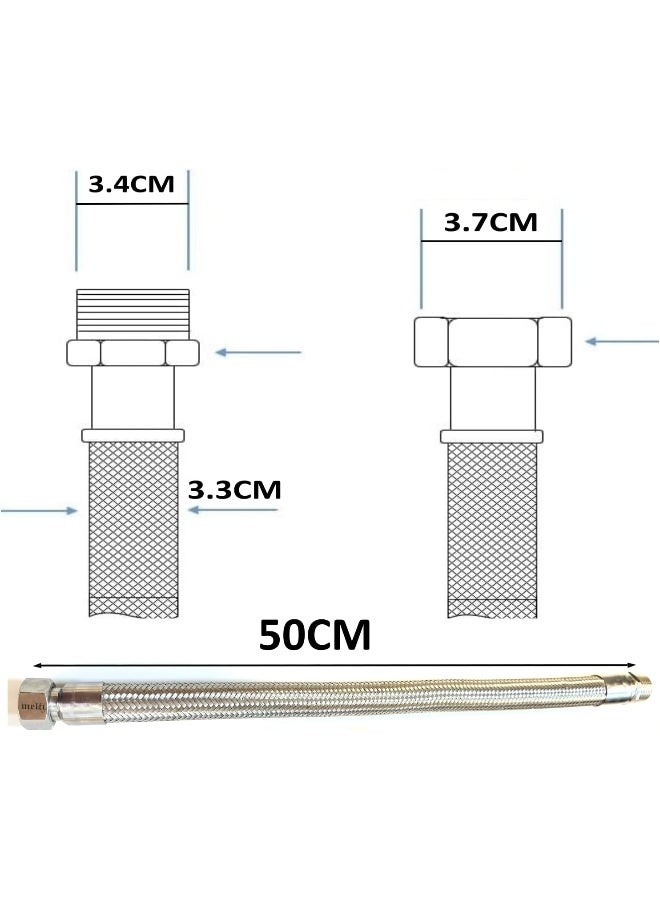 melfi Melfi 1 Inch Male & female Corrugated Electrical Proof Pipe Braided Stainless Steel Flexible Conduit Metal Hose (50 cm Female 1 inch X Male 1 inch)  - Image 2