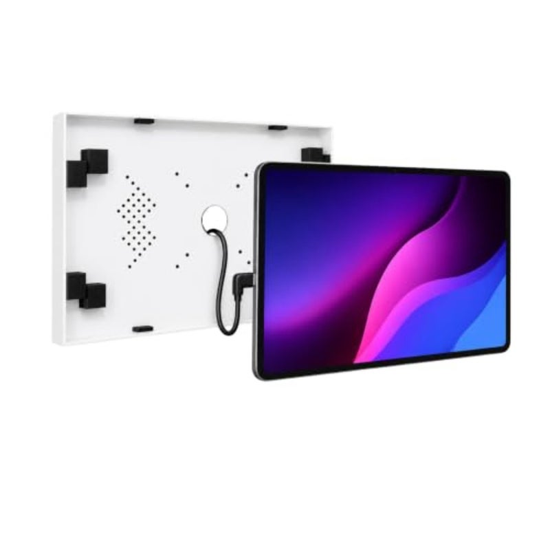 TechnoMounts Anti-Theft Tablet Enclosure for Samsung Galaxy Tab S11 Ultra 14.6, S10, S9, S8 Lockable Metal Kiosk Case, Portrait Landscape Mounting, Cable Management, POS White - Image 3