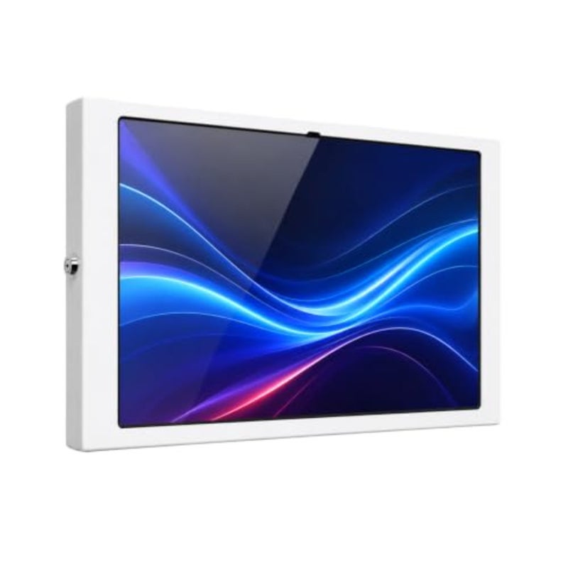 TechnoMounts Anti-Theft Tablet Enclosure for Samsung Galaxy Tab S11 Ultra 14.6, S10, S9, S8 Lockable Metal Kiosk Case, Portrait Landscape Mounting, Cable Management, POS White - Image 1