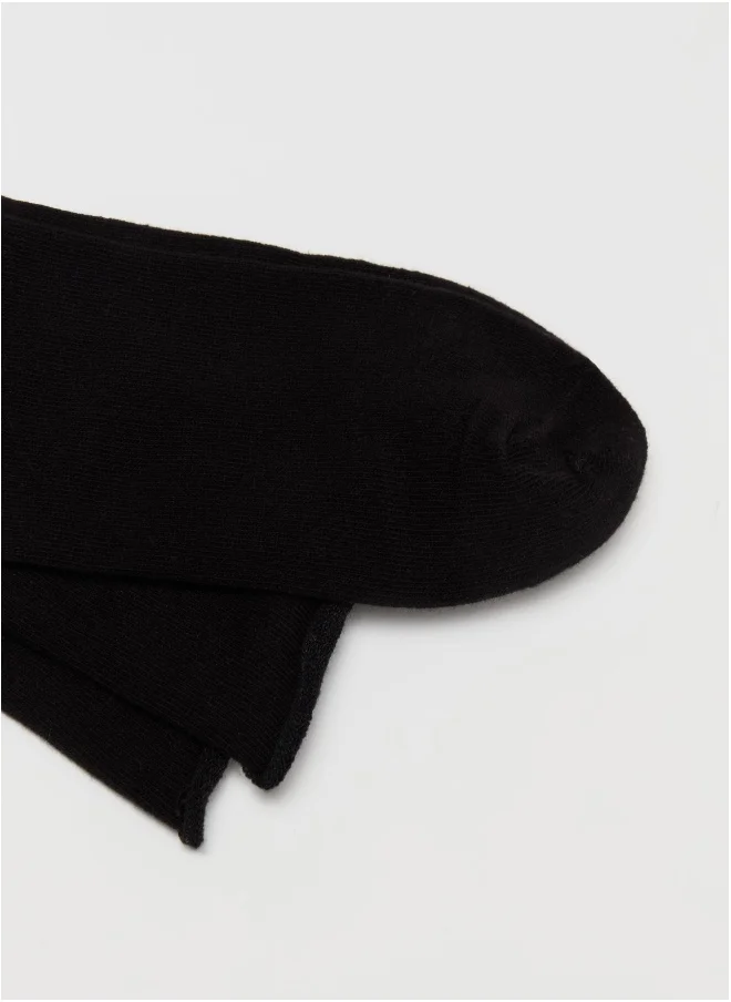 او في اس Two-pair pack short socks with rolled edging