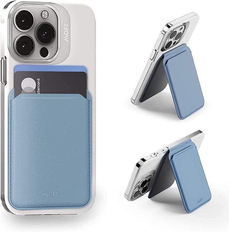 MOFT MagSafe Wallet Card Holder, Fit 1-2 Cards, Adjustable Magnetic Wallet Stand with Open ID Window, Quick Access Flash Wallet Phone Stand for iPhone 16/15/14/13/12 Series (Windy Blue) - Image 1