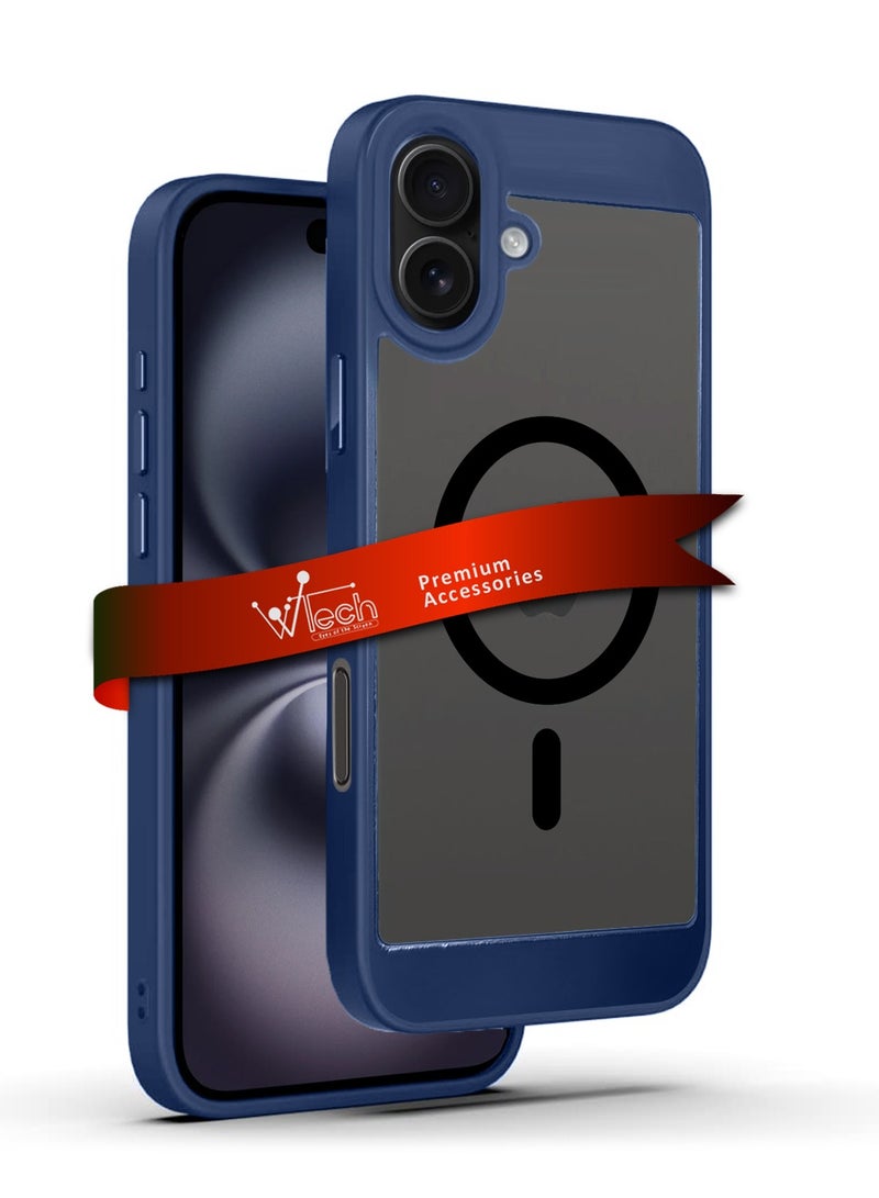 Wtech Apple iPhone 16 Plus 2024 Magsafe Hybrid TPU Silicone Slim Case Cover - Navy Blue - Image 1