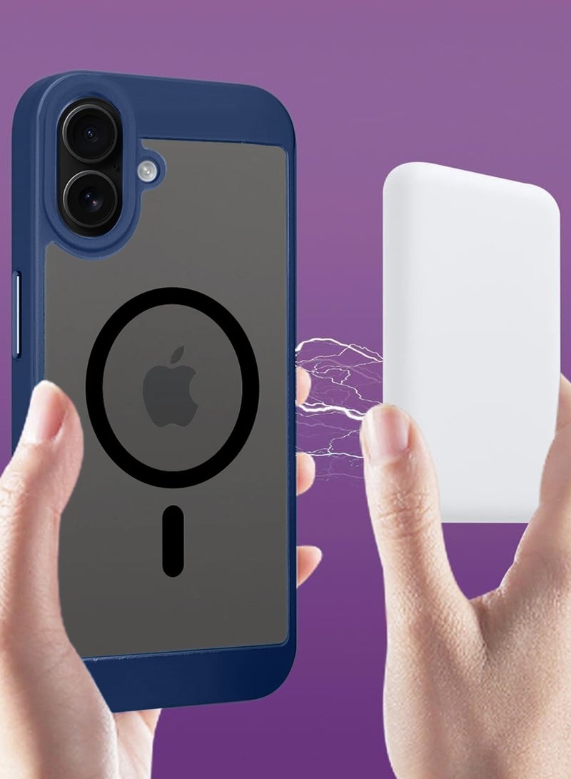 Wtech Apple iPhone 16 Plus 2024 Magsafe Hybrid TPU Silicone Slim Case Cover - Navy Blue - Image 5