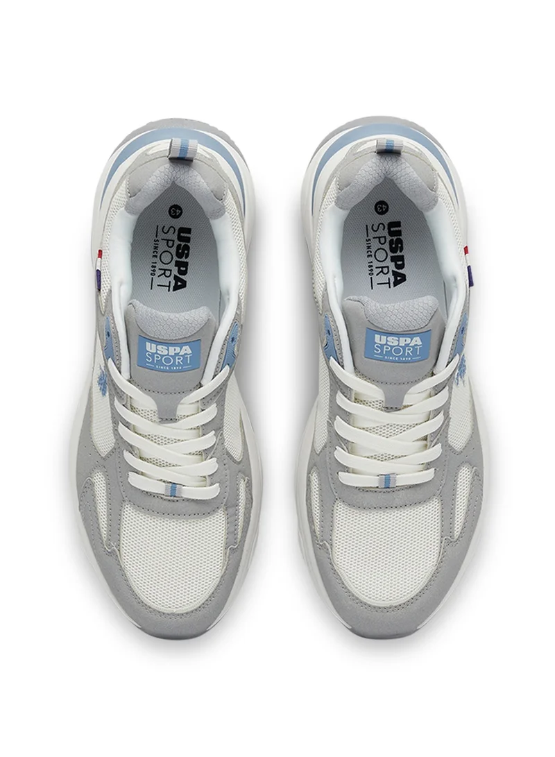 U.S. Polo Assn. Men's Light Grey Low-Top Sneakers - Lightweight Lace-Up Design, Comfortable for Everyday Outfits
