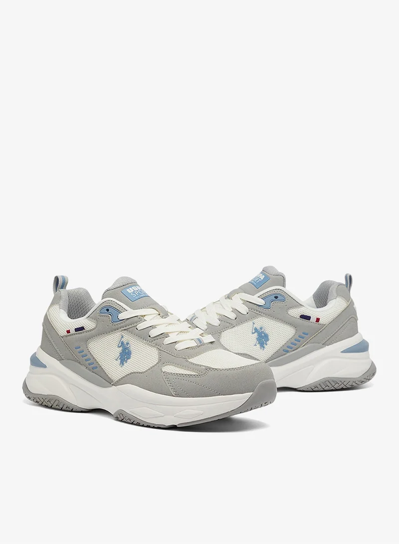 U.S. Polo Assn. Light Grey Men's Light Grey Low-Top Sneakers - Lightweight Shoes Lace-Up Design, Comfortable for Everyday Outfits for Men | Best Price UAE