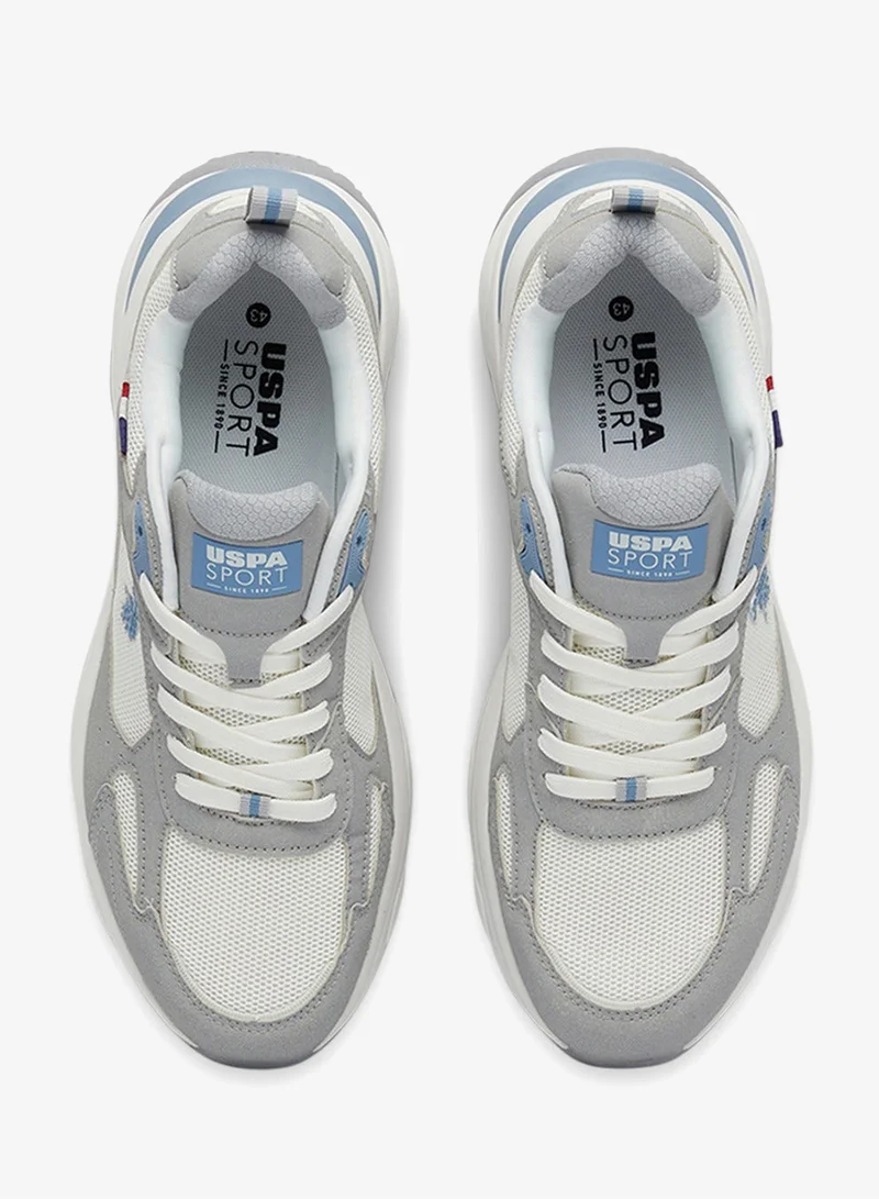 U.S. Polo Assn. Light Grey Men's Light Grey Low-Top Sneakers - Lightweight Shoes Lace-Up Design, Comfortable for Everyday Outfits for Men | Best Price UAE